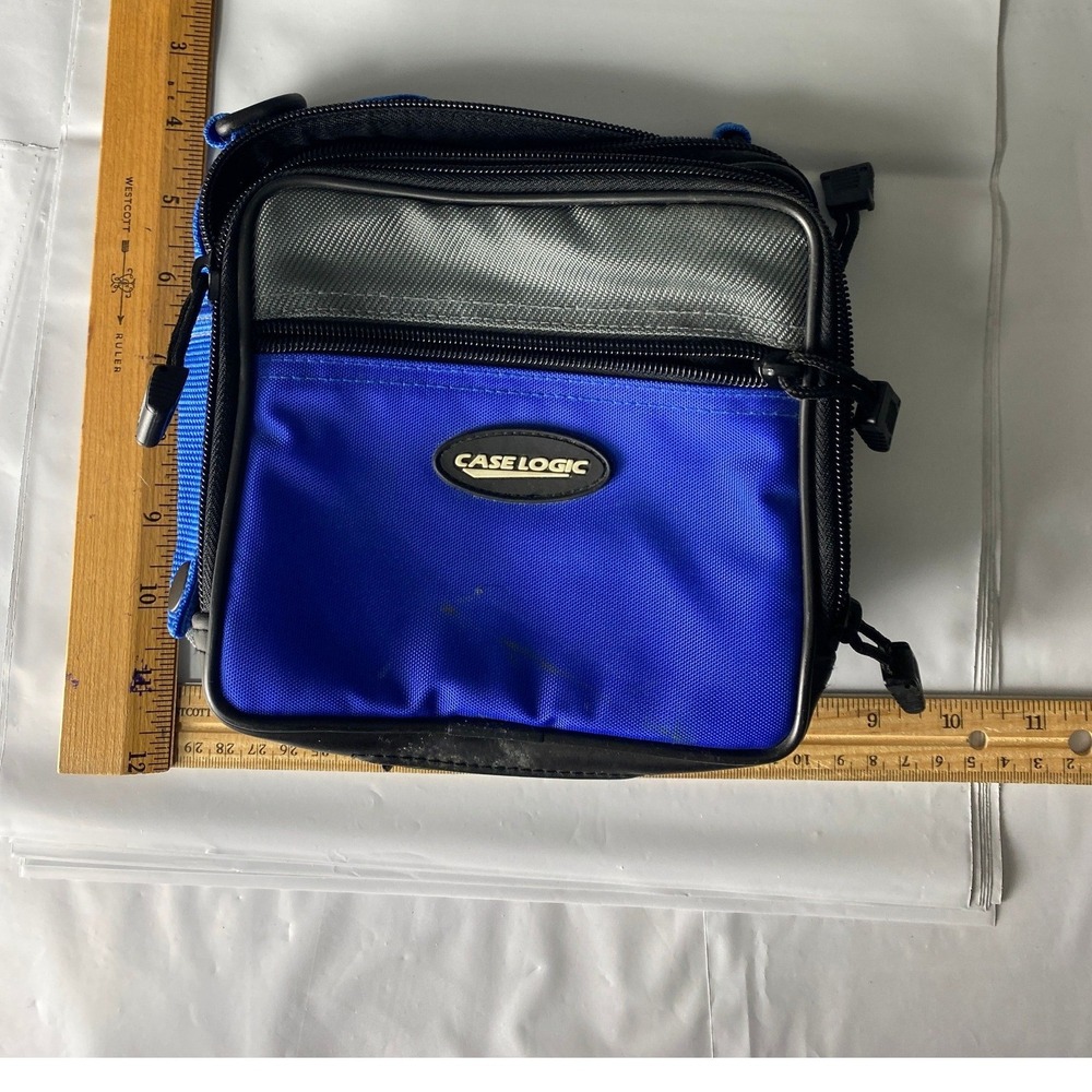 Gray Blue Textured Crossbody Bag Small Pouch‎ Travel Utility Bag